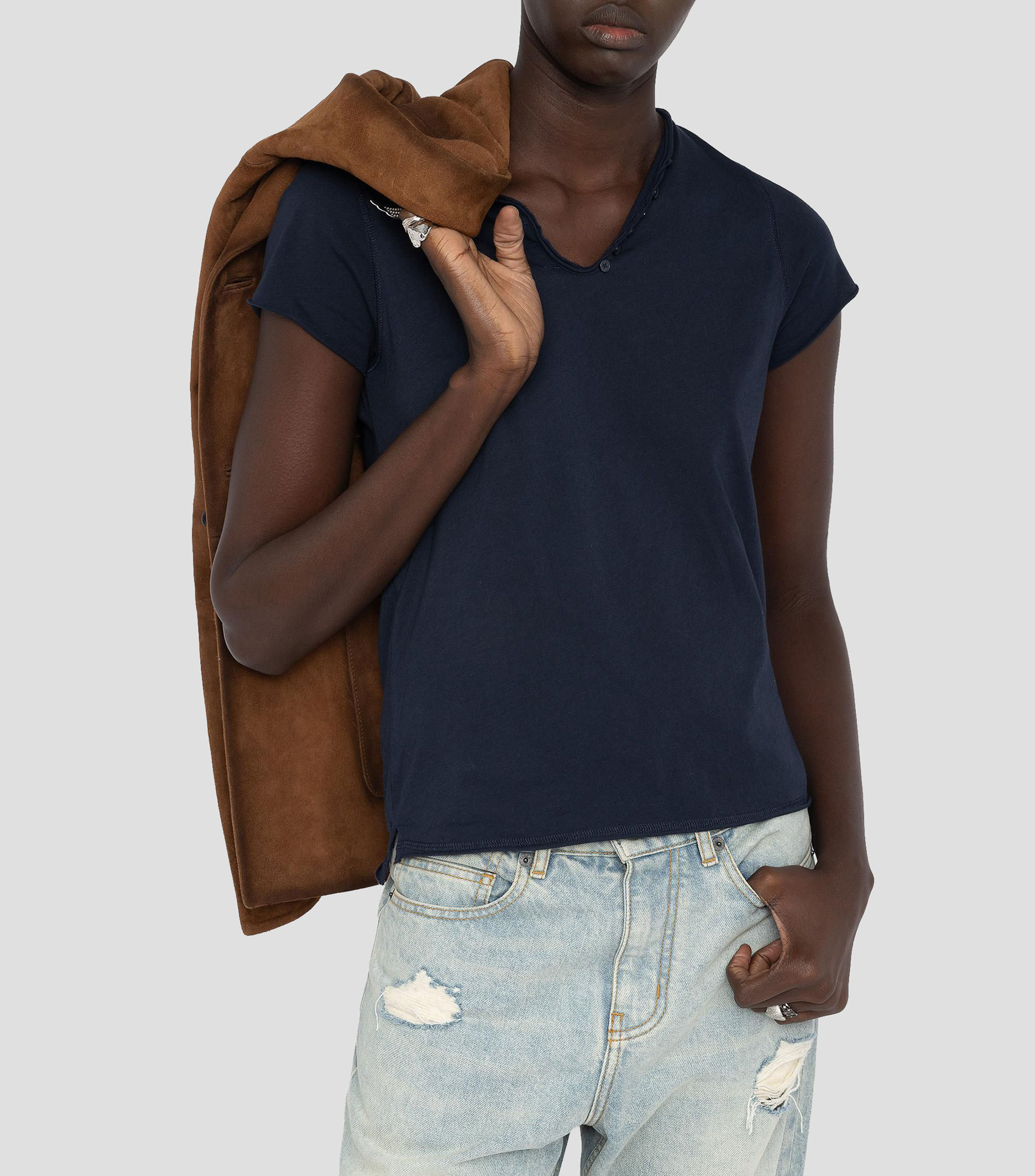 Playera cuello redondo manga corta lisa Mujer
